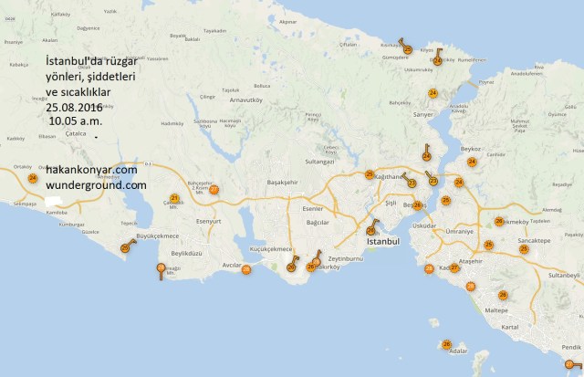 istanbul hava sıcaklık ve rüzgar durumu